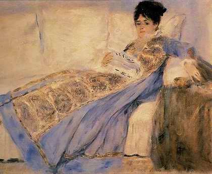 Camille Monet reading "Le Figaro" - Pierre Auguste Renoir
