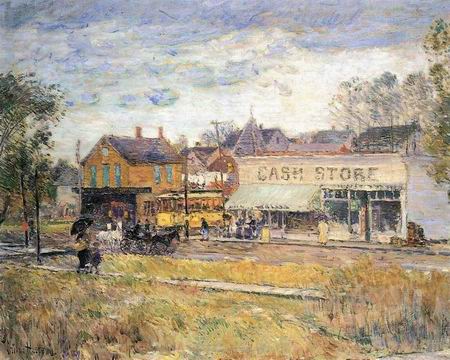 End of the Trolley Line, Oak Park, Illinois - Childe Hassam