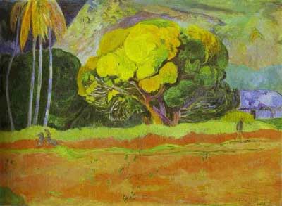 At the Foot of a Mountain (Fatata te mou) - Paul Gauguin