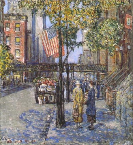 Flags on the Friar's Club - Childe Hassam