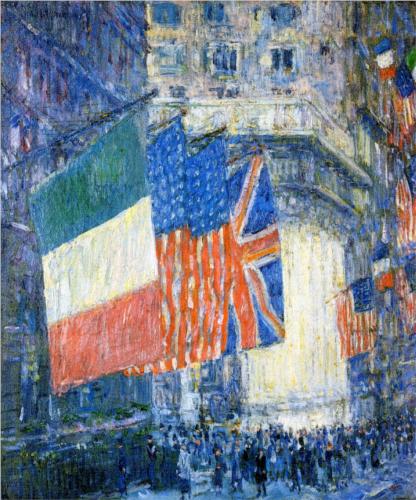 Flags on the Waldorf (Avenue of the Allies) - Childe Hassam