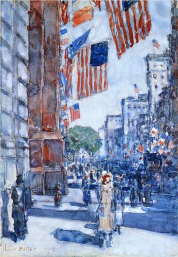 Flags, Fifth Avenue - Childe Hassam