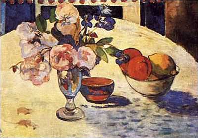 Flowers & Bowl of Fruit - Paul Gauguin