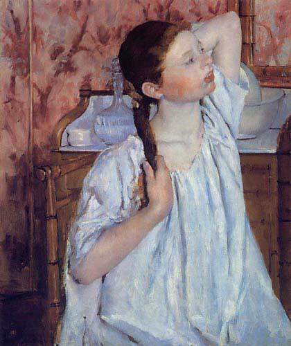 Girl Arranging Her Hair - Mary Cassatt