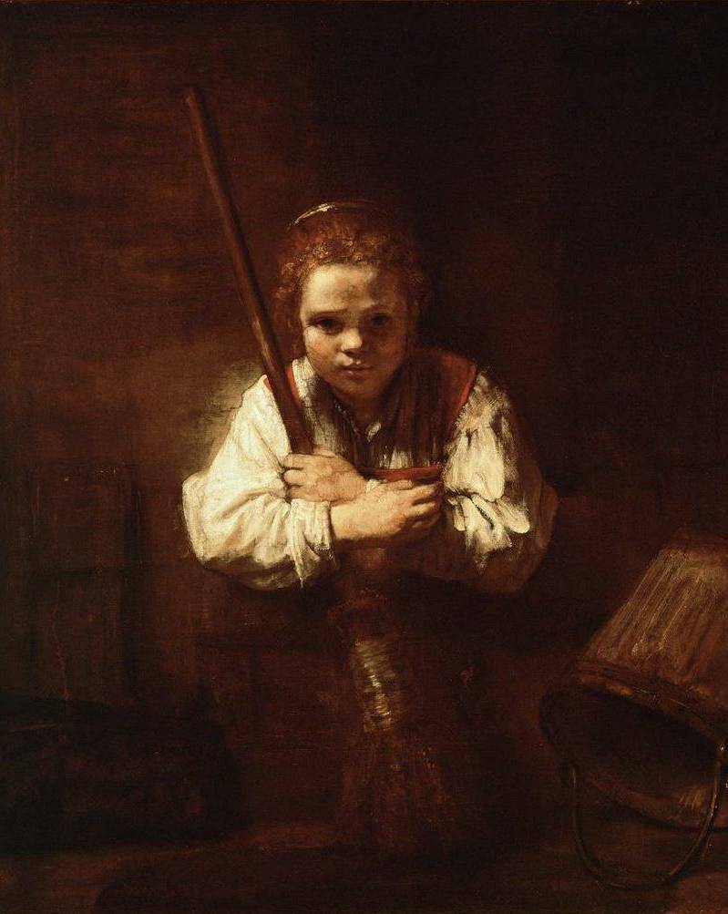 Girl with a Broom - Rembrandt van Rijn