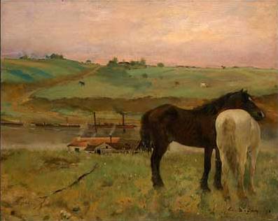 Horses in a Meadow - Edgar Degas