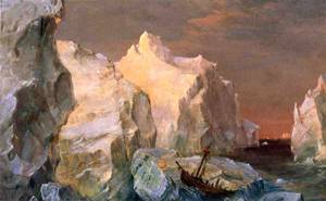 Icebergs and Wreck in Sunset - Frederic Edwin Church