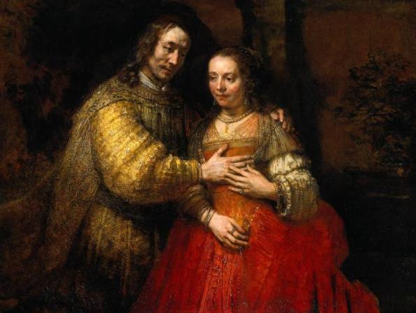 Isaac and Rebecca. (The Jewish Bride) - Rembrandt van Rijn