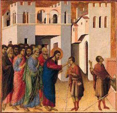 Jesus opens the Eyes of a Man born Blind - Duccio di Buoninsegna