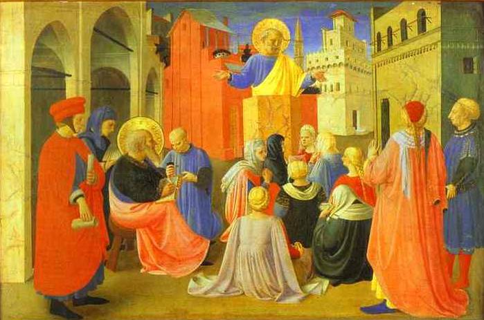 Linaiuoli Tabernacle Peter Preaching with Mark - Fra Angelico