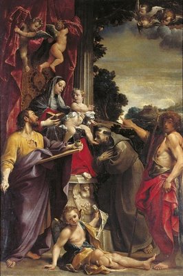 Madonna Enthroned with St Matthew - Annibale Carracci