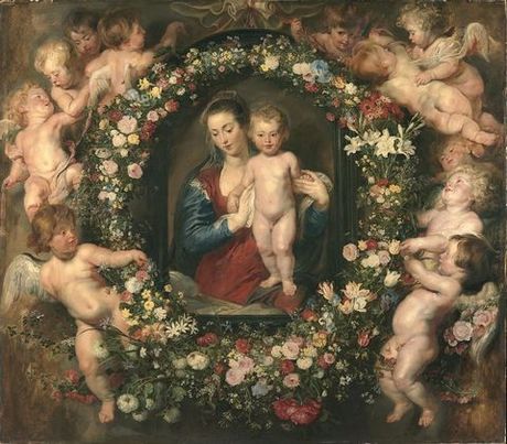 Madonna in a Garland of Flowers with Jan Bruegel - Peter Paul Rubens