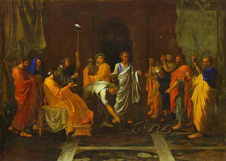 Moses Turning the Staff into a Serpent - Nicolas Poussin