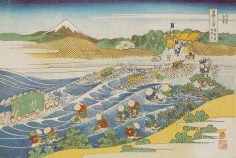 Mount Fuji from Kanaya - Katsushika Hokusai