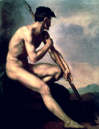 Nude Warrior with a Spear - Theodore Gericault