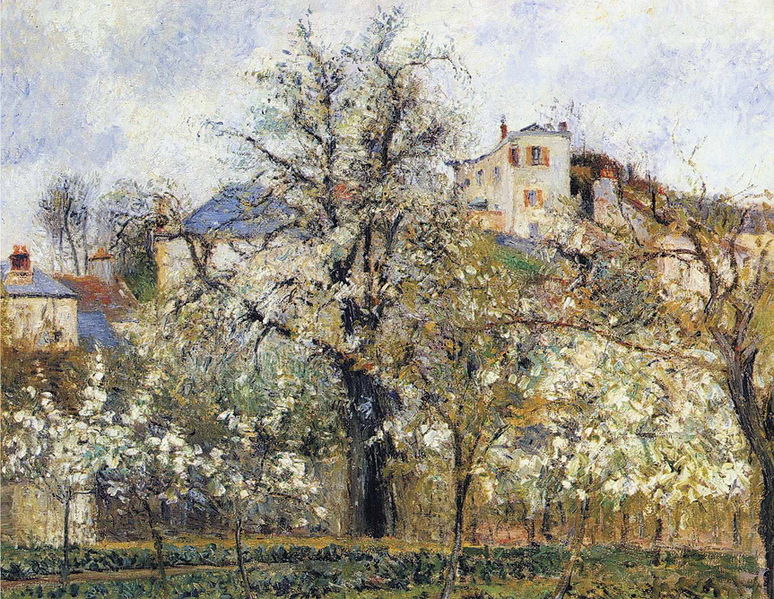 Orchards of Flowering Fruit Trees - Camille Pissarro