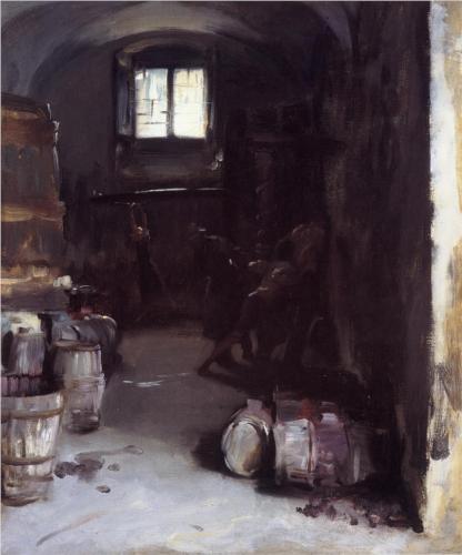 Pressing the Grapes (Florentine Wine Cellar) - John Singer Sargent