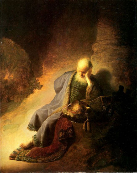 Prophet Jeremiah Lamenting over the Destruction of Jerusalem - Rembrandt van Rijn