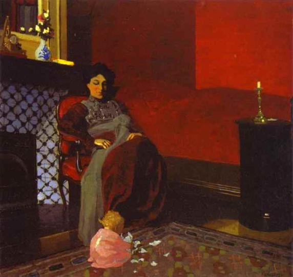Red Room with Woman and Child - Felix Vallotton