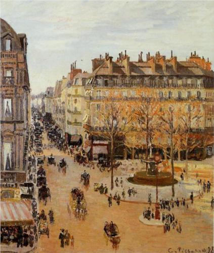 Rue Saint Honore, Sun Effect, Afternoon - Camille Pissarro