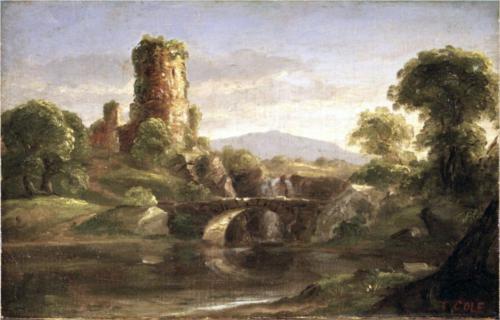 Ruined Castle and River - Thomas Cole