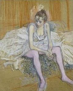 Seated Dancer with Pink Stockings - Henri de Toulouse Lautrec