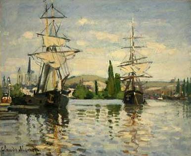 Ships Riding on the Seine at Rouen - Claude Monet