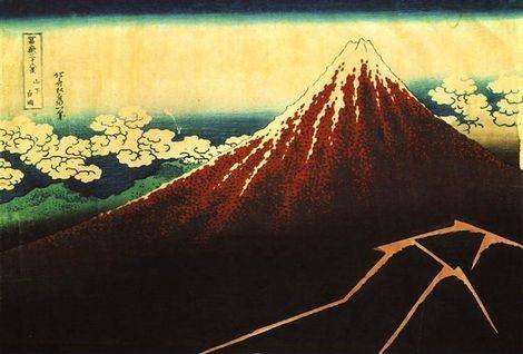 Shower Below the Summit - Katsushika Hokusai
