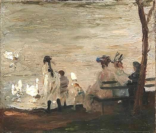 Swans in Central Park - George Bellows