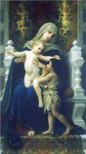 Virgin, Jesus and Saint John Baptist - William Adolphe Bouguereau