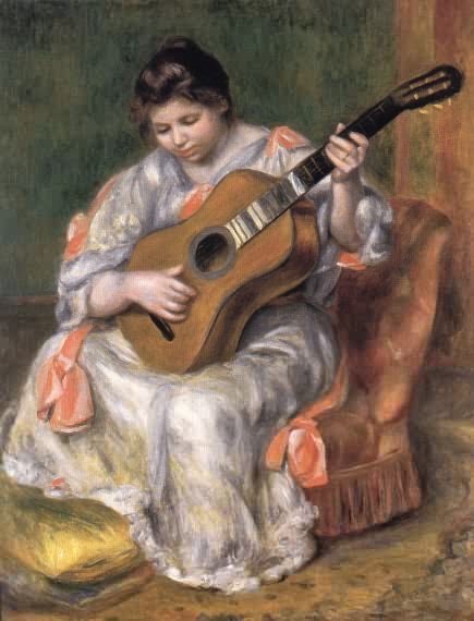 Woman Playing the Guitar - Pierre Auguste Renoir