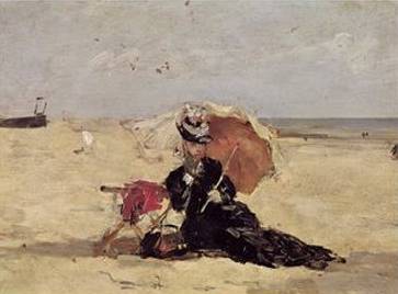 Woman with a Parasol on the Beach - Eugene Boudin