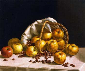 Yellow Apples and Chestnuts Spilling from a Basket - John F Francis