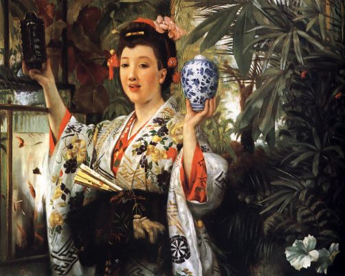 Young Lady Holding Japanese Objects - James Tissot