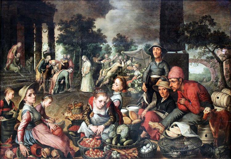 Market with Christ and the Woman Taken in Adultery - Pieter Aertsen