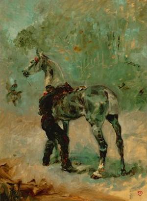 Artilleryman Saddling His Horse - Henri de Toulouse Lautrec