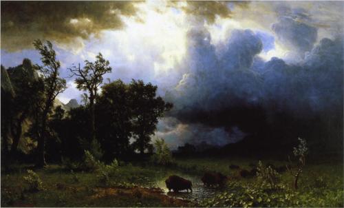 Buffalo Trail the Impending Storm - Albert Bierstadt