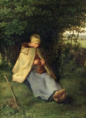 The Knitter (Seated Shepherdess) - Jean Francois Millet