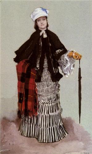 Lady in a Black and White Dress - James Tissot