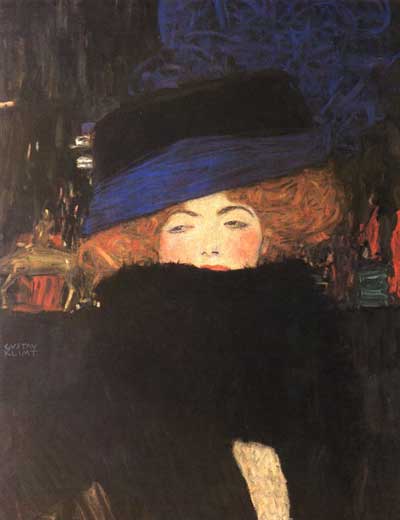 Lady with Hat & Feather Boa - Gustav Klimt