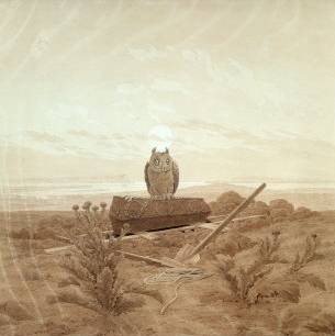 Landscape with Grave, Coffin and Owl - Caspar David Friedrich
