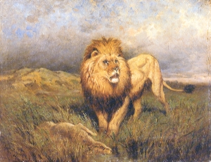 Lion in a Landscape - Rosa Bonheur