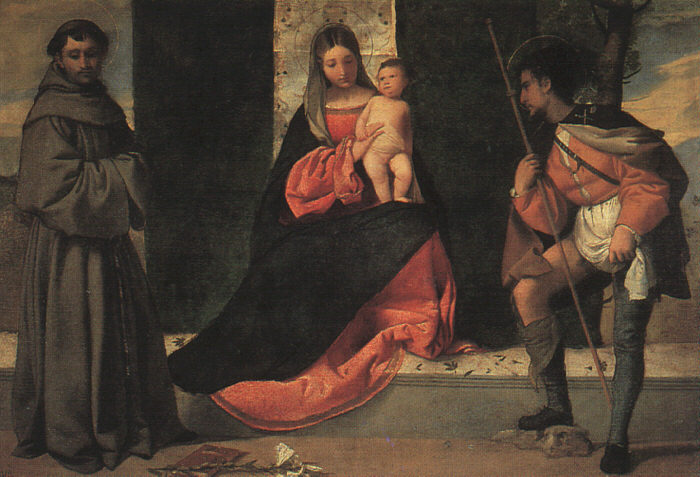 Madonna with the Child, St Anthony of Padua and St. Roch - Giorgione (Giorgio Barbarelli da Castelfranco)