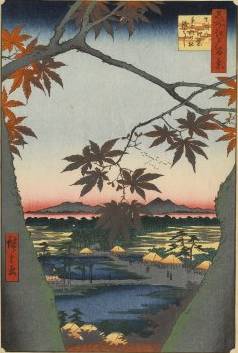 Maple Leaves at the Tekona Shrine - Ando Hiroshige