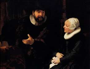 Mennonite Minister Cornelius Claeszoon Anslo in Conversation with His Wife - Rembrandt van Rijn