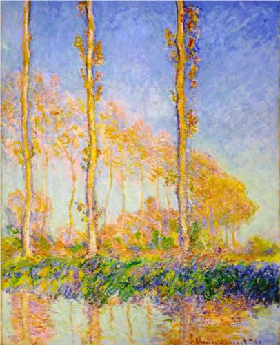 Poplars, Autumn, Pink Effect - Claude Monet