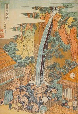 Roben Waterfall at Oyama - Katsushika Hokusai