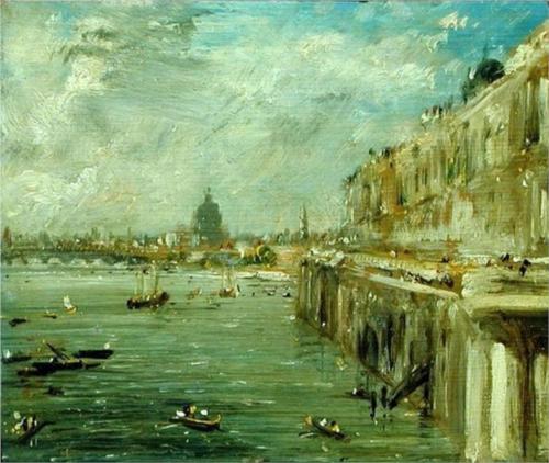 Somerset House Terrace and the Thames with Waterloo Bridge - John Constable