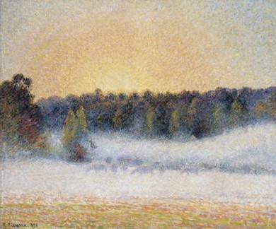 Sunset and Fog, Eragny - Camille Pissarro