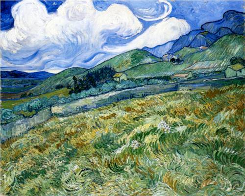 Wheatfield and Mountains - Vincent Van Gogh